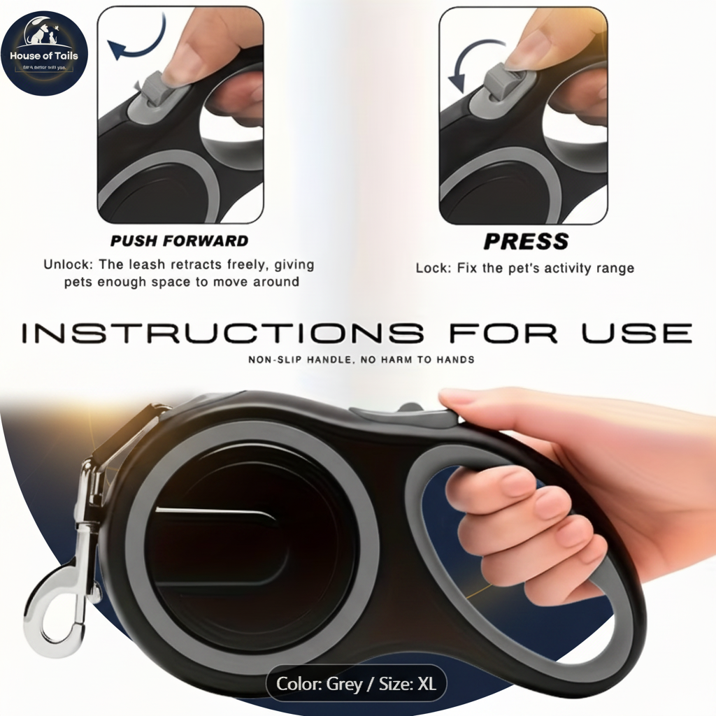 Instructions for Use - Grey Retractable Leash